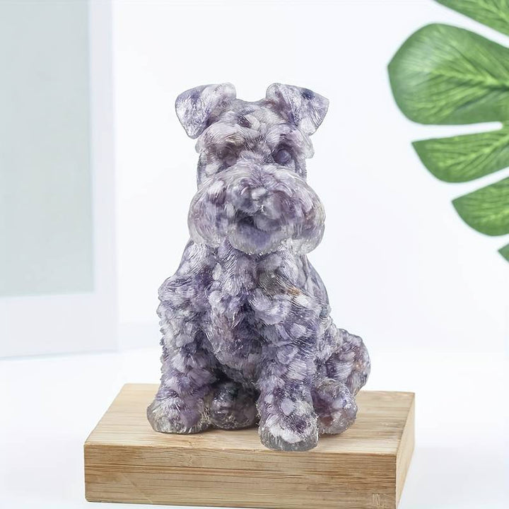 Ornement en résine cristalline pour chien Schnauzer Olivenorma Décoration en pierres précieuses