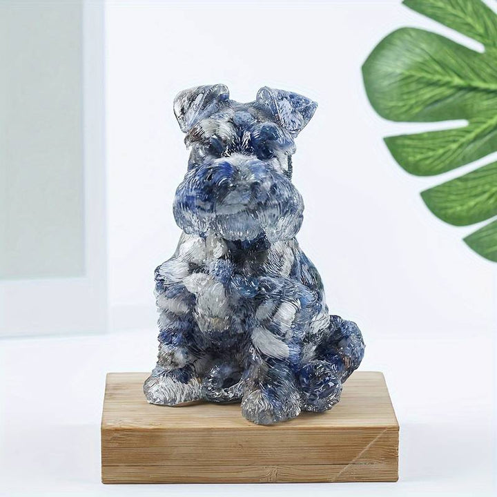 Ornement en résine cristalline pour chien Schnauzer Olivenorma Décoration en pierres précieuses