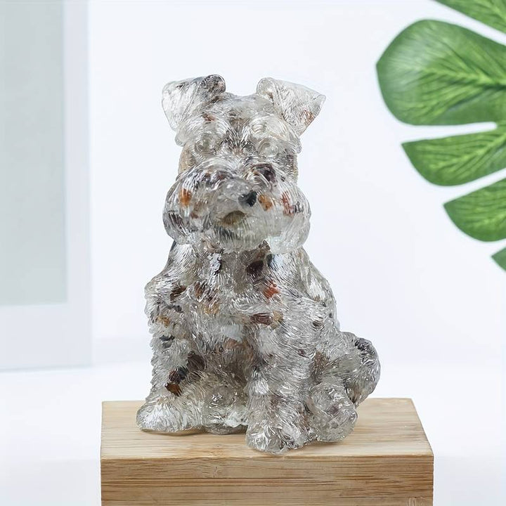 Ornement en résine cristalline pour chien Schnauzer Olivenorma Décoration en pierres précieuses