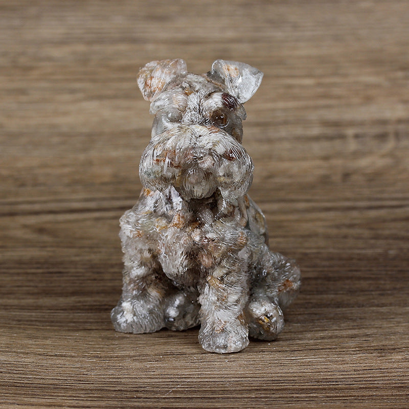 Ornement en résine cristalline pour chien Schnauzer Olivenorma Décoration en pierres précieuses