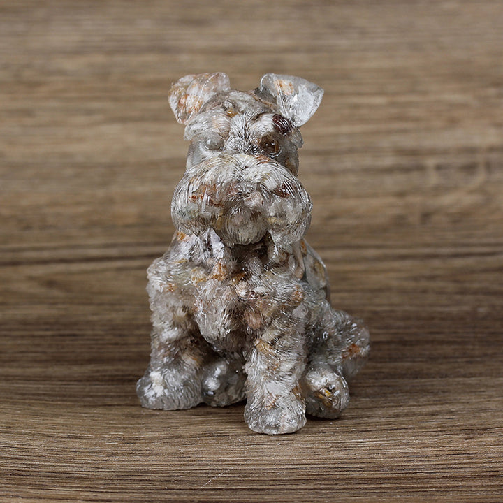 Ornement en résine cristalline pour chien Schnauzer Olivenorma Décoration en pierres précieuses