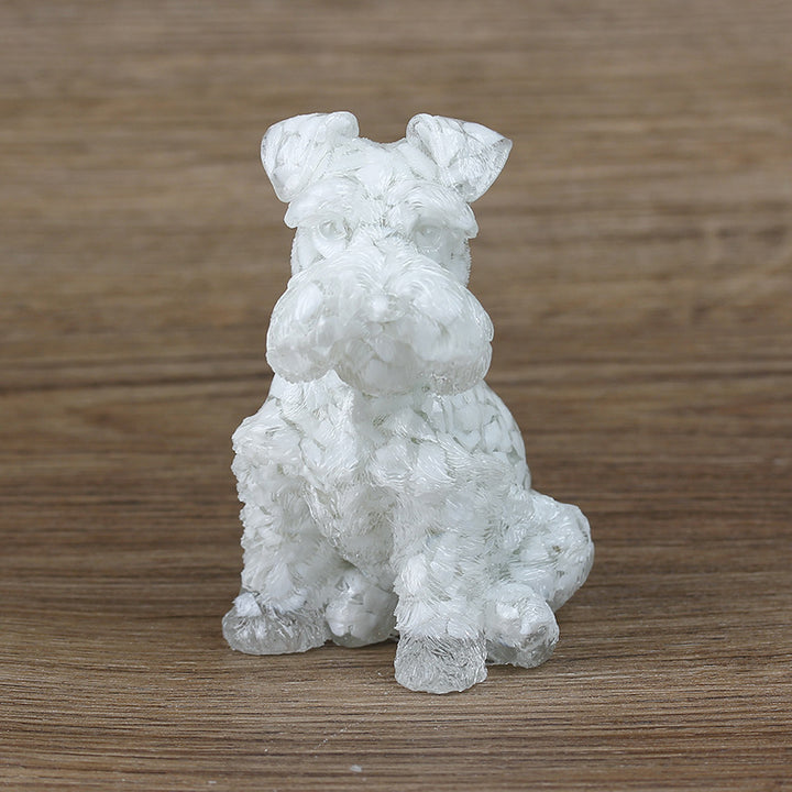 Ornement en résine cristalline pour chien Schnauzer Olivenorma Décoration en pierres précieuses