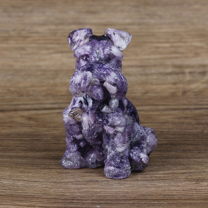 Ornement en résine cristalline pour chien Schnauzer Olivenorma Décoration en pierres précieuses