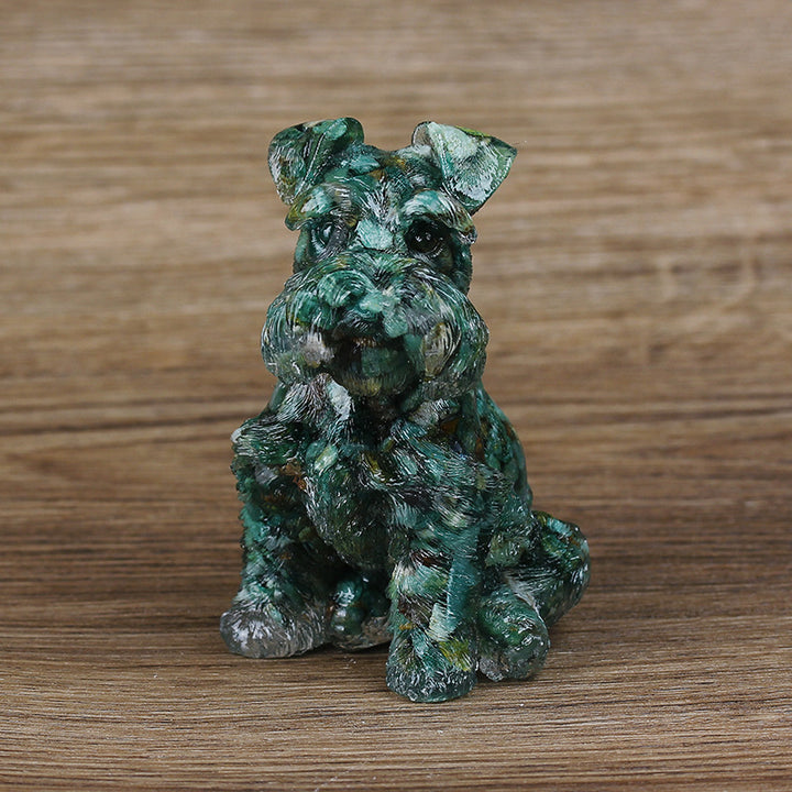 Ornement en résine cristalline pour chien Schnauzer Olivenorma Décoration en pierres précieuses