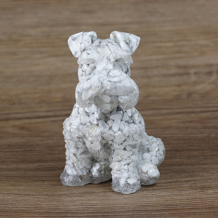 Ornement en résine cristalline pour chien Schnauzer Olivenorma Décoration en pierres précieuses