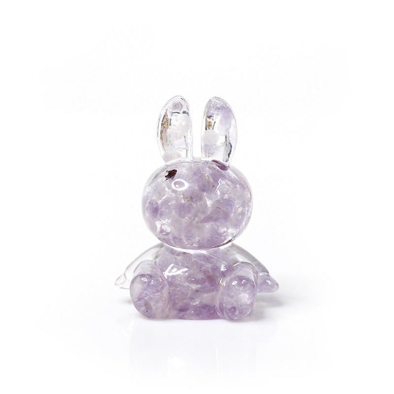 Ornement de bureau en forme de lapin en colle de cristal Olivenorma Décoration en pierres précieuses
