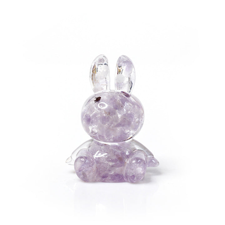 Ornement de bureau en forme de lapin en colle de cristal Olivenorma Décoration en pierres précieuses