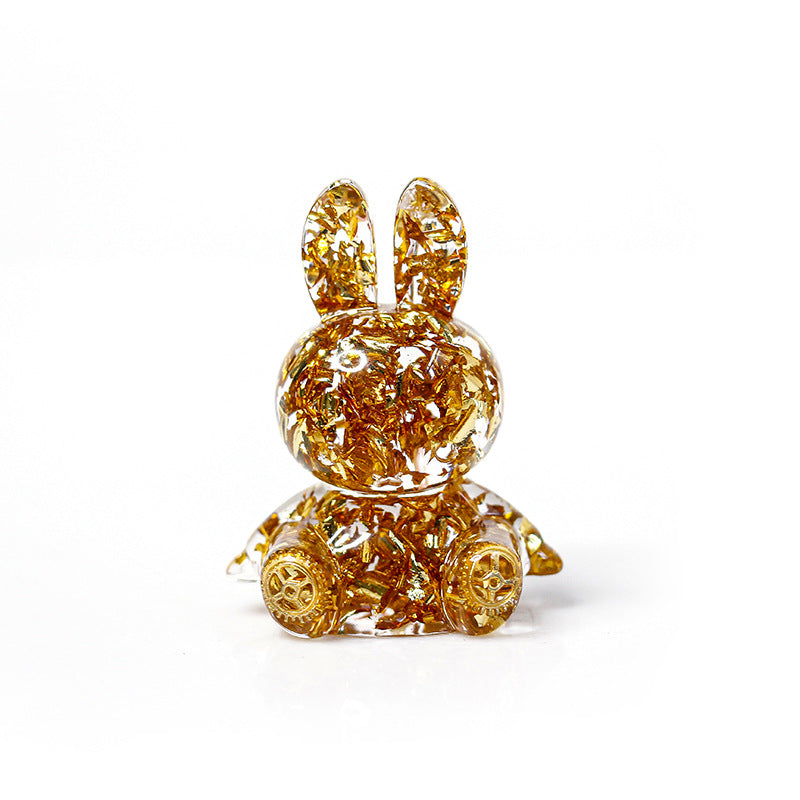 Ornement de bureau en forme de lapin en colle de cristal Olivenorma Décoration en pierres précieuses