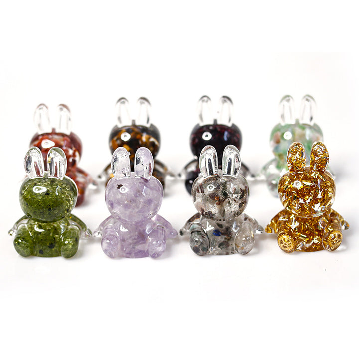 Ornement de bureau en forme de lapin en colle de cristal Olivenorma Décoration en pierres précieuses