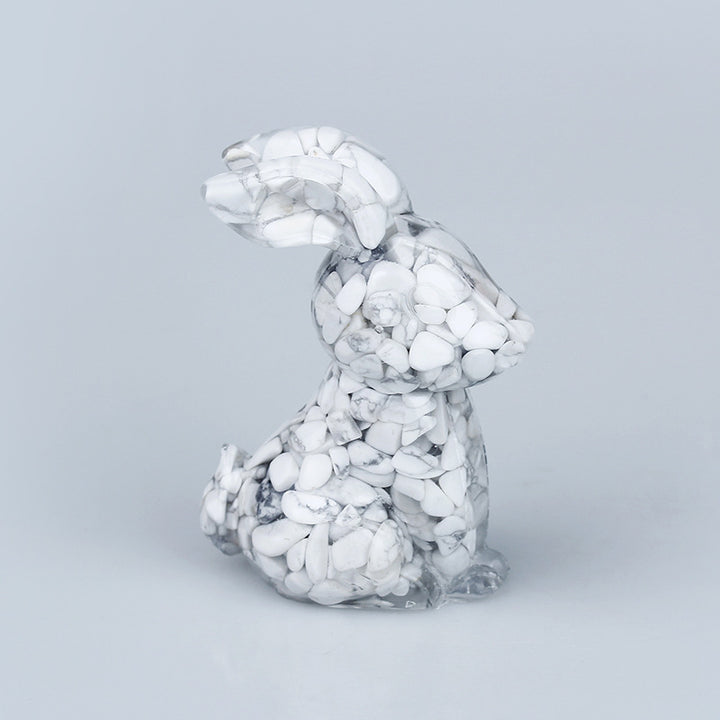 Décoration de table en pierre précieuse en cristal résine époxy de lapin Olivenorma 
