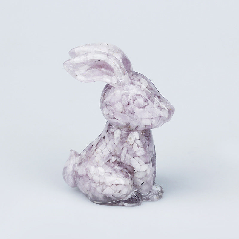 Décoration de table en pierre précieuse en cristal résine époxy de lapin Olivenorma 