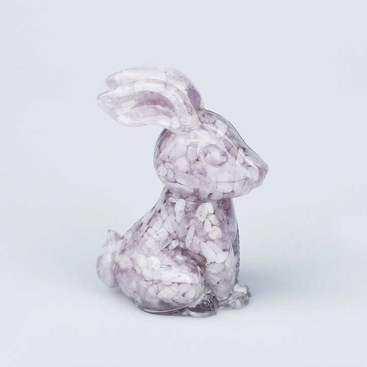 Décoration de table en pierre précieuse en cristal résine époxy de lapin Olivenorma 