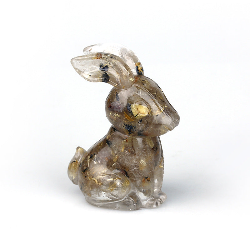 Décoration de table en pierre précieuse en cristal résine époxy de lapin Olivenorma 