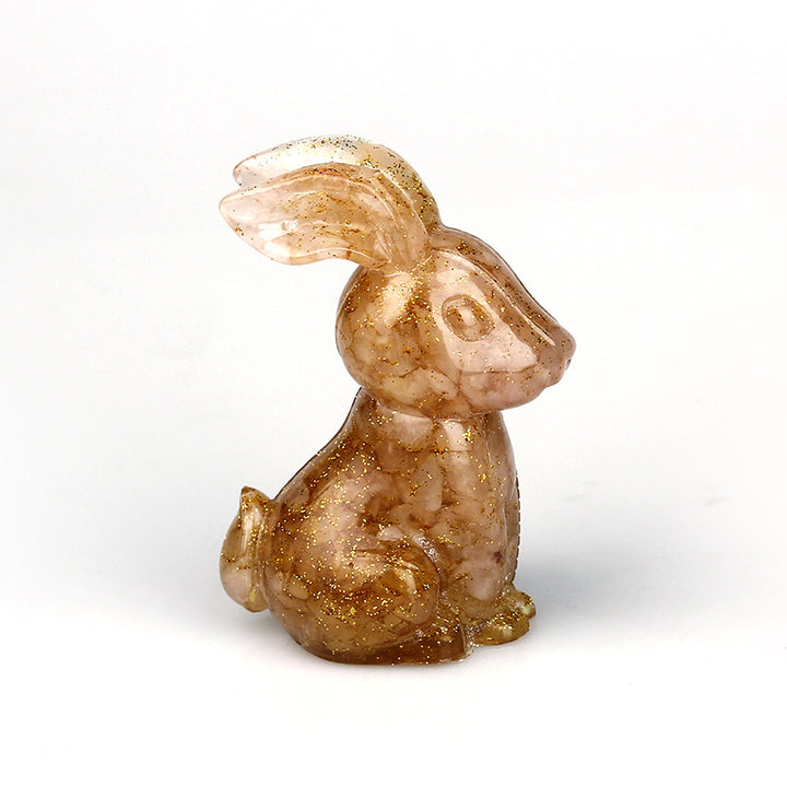 Décoration de table en pierre précieuse en cristal résine époxy de lapin Olivenorma 