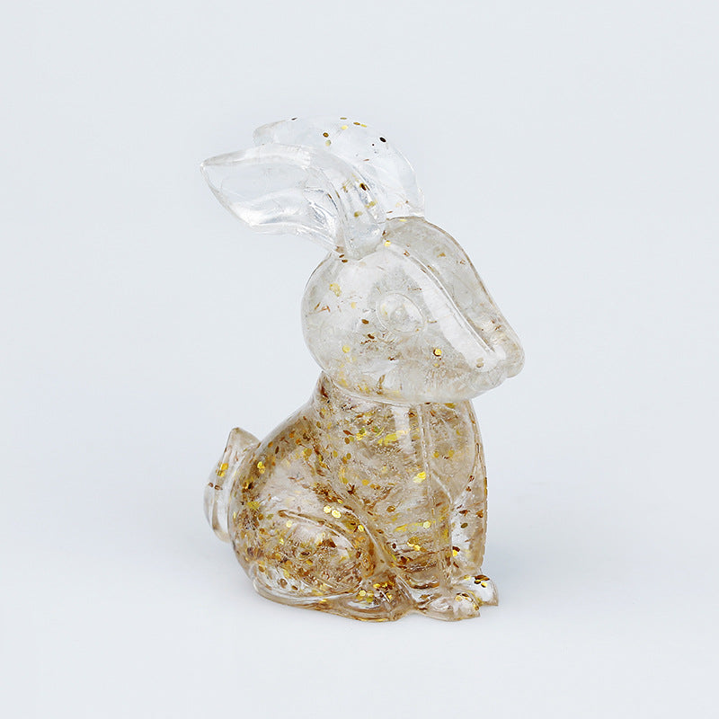 Décoration de table en pierre précieuse en cristal résine époxy de lapin Olivenorma 