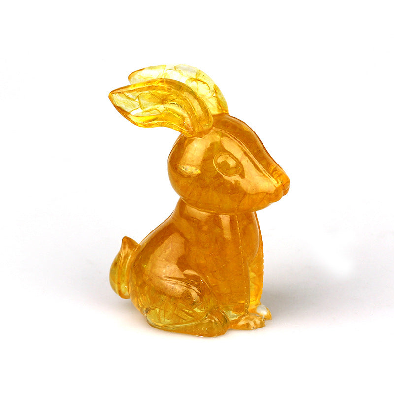 Décoration de table en pierre précieuse en cristal résine époxy de lapin Olivenorma 