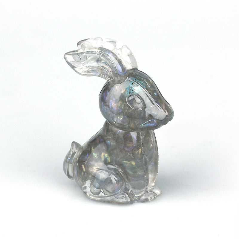 Décoration de table en pierre précieuse en cristal résine époxy de lapin Olivenorma 