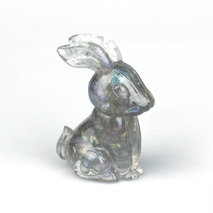 Décoration de table en pierre précieuse en cristal résine époxy de lapin Olivenorma 