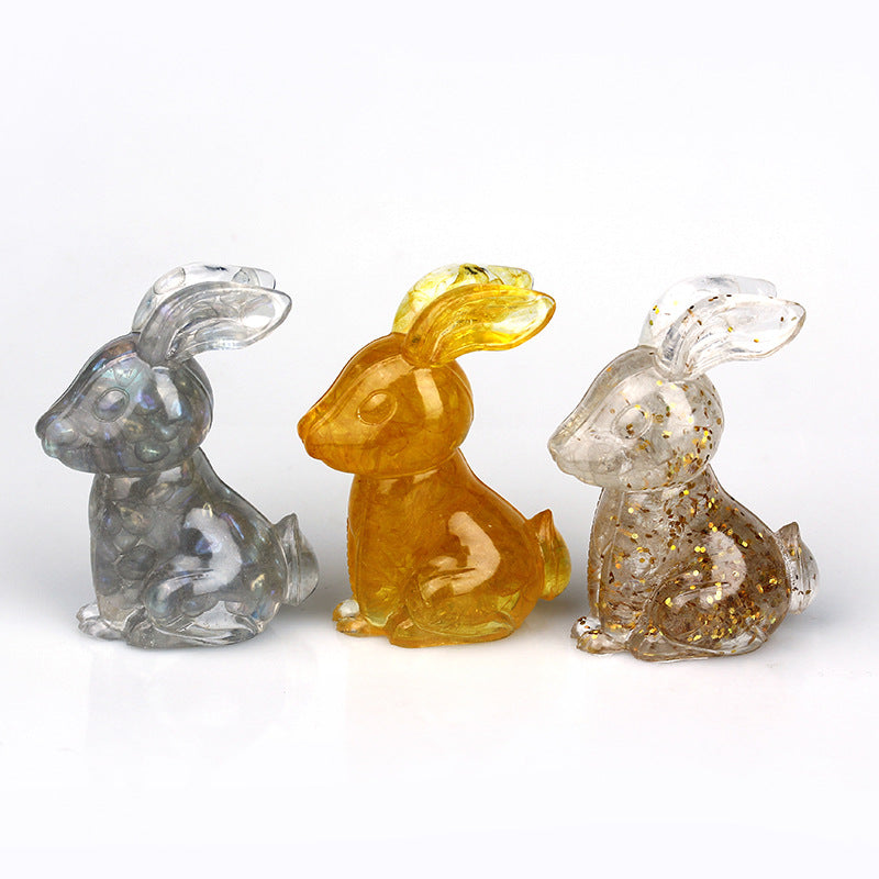 Décoration de table en pierre précieuse en cristal résine époxy de lapin Olivenorma 