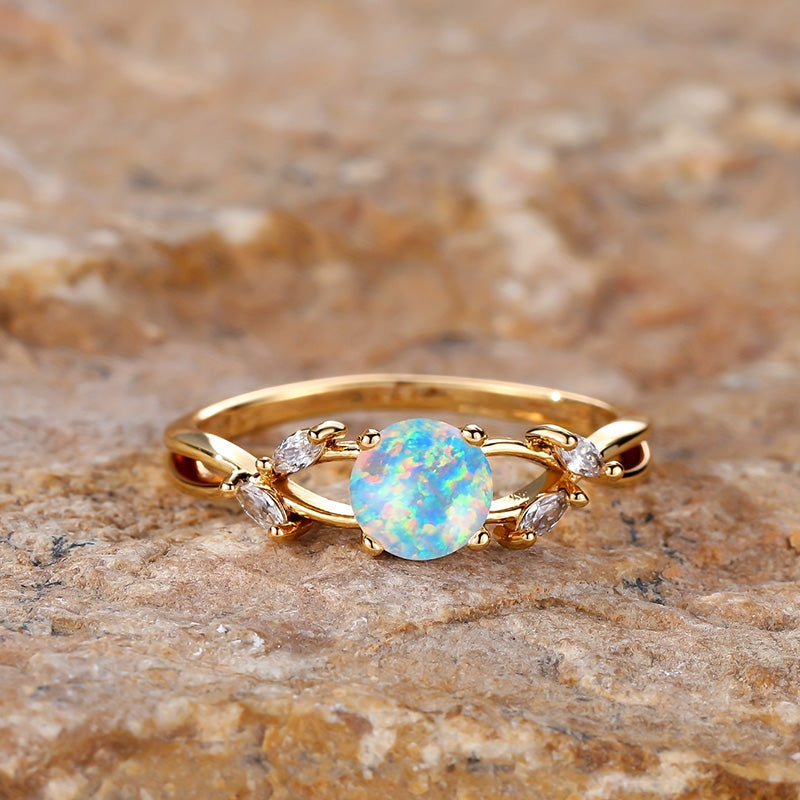 Bague délicate en zircon marquise plaquée opale Olivenorma « Purify Energy »