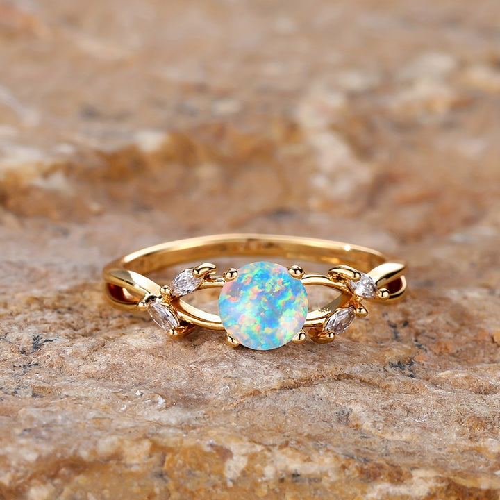 Bague délicate en zircon marquise plaquée opale Olivenorma « Purify Energy »