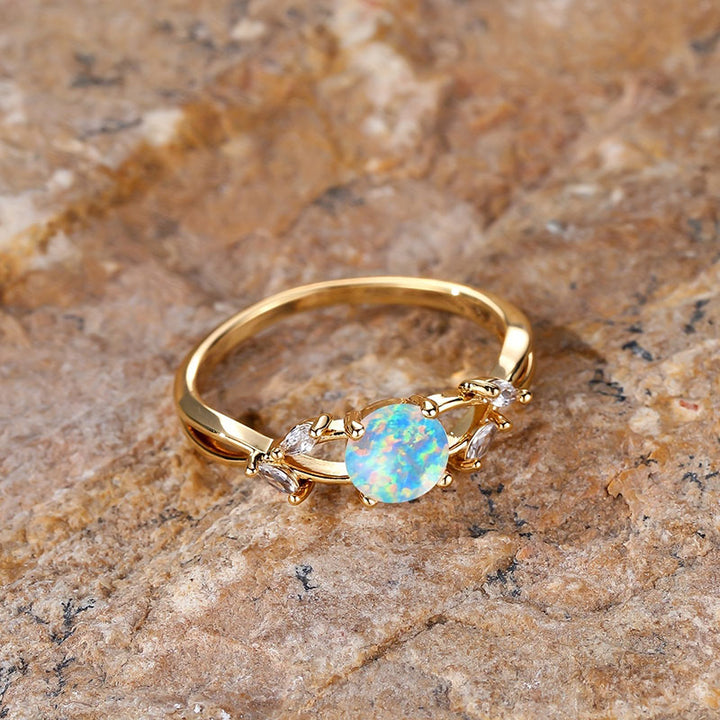 Bague délicate en zircon marquise plaquée opale Olivenorma « Purify Energy »