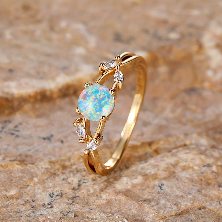 Bague délicate en zircon marquise plaquée opale Olivenorma « Purify Energy »