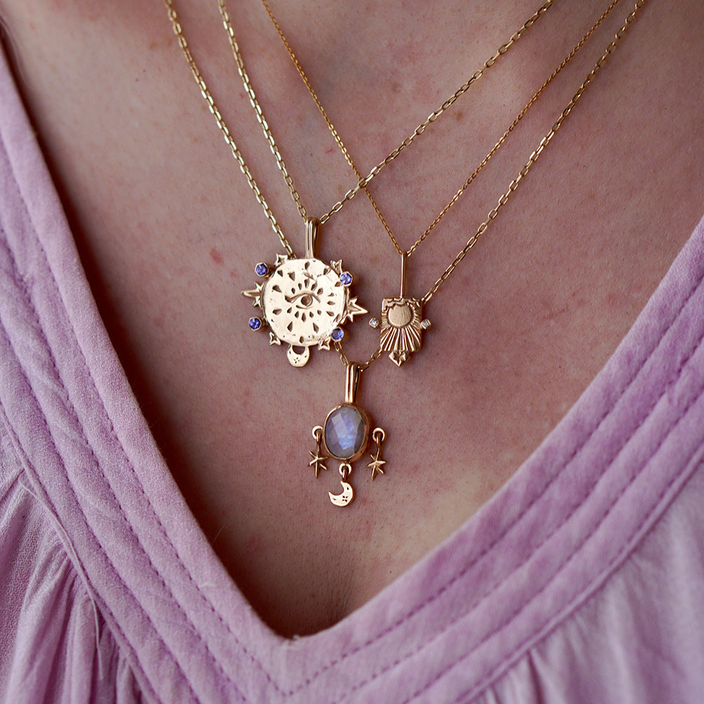 Collier Olivenorma en acier inoxydable avec cartes de tarot incrustées de zircones - image 1
