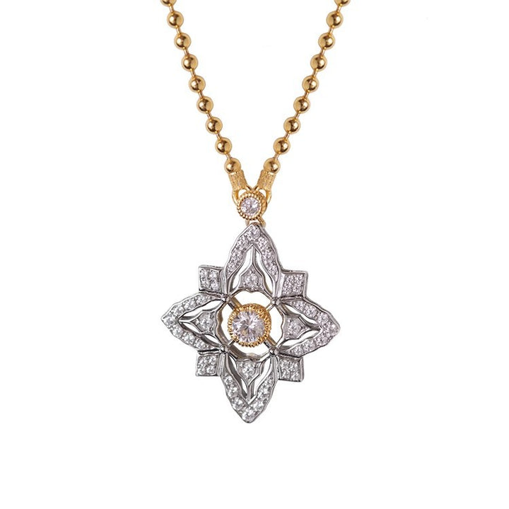 Collier de perles en maille de dentelle de diamant simulé de style italien Olivenorma