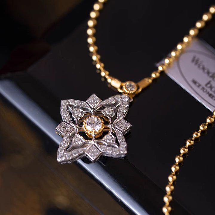 Collier de perles en maille de dentelle de diamant simulé de style italien Olivenorma