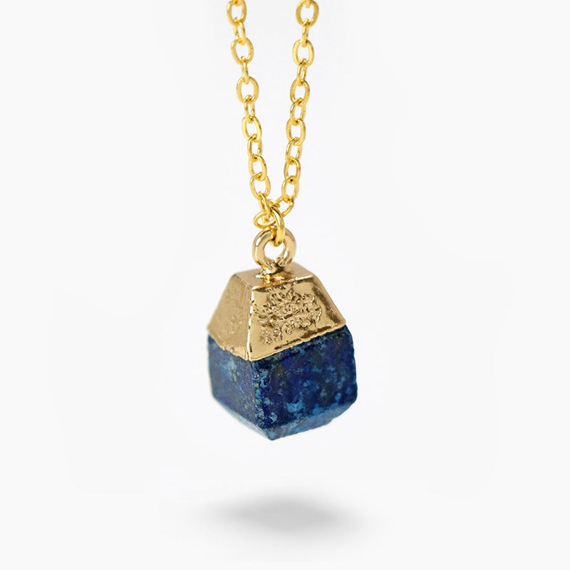 Collier en pierre brute à coupe carrée de style doux Olivenorma 