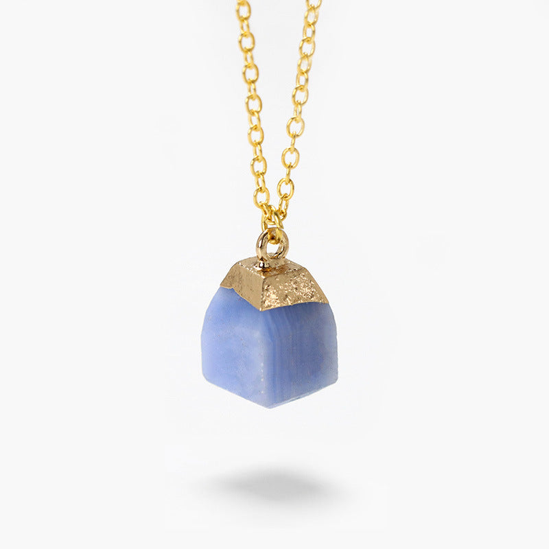 Collier en pierre brute à coupe carrée de style doux Olivenorma 