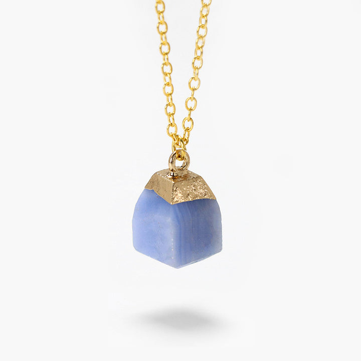 Collier en pierre brute à coupe carrée de style doux Olivenorma 