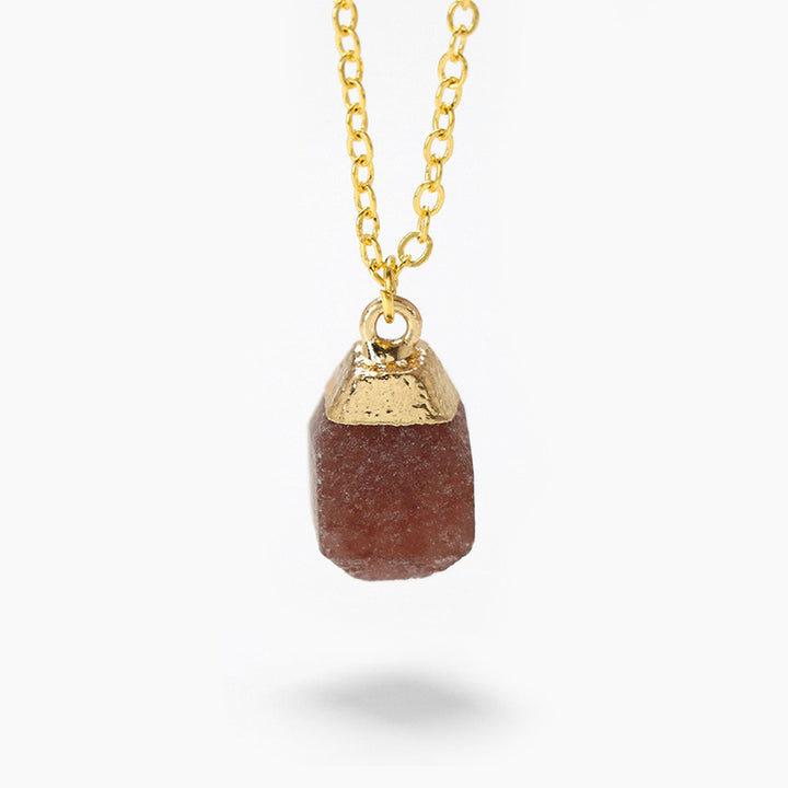 Collier en pierre brute à coupe carrée de style doux Olivenorma 