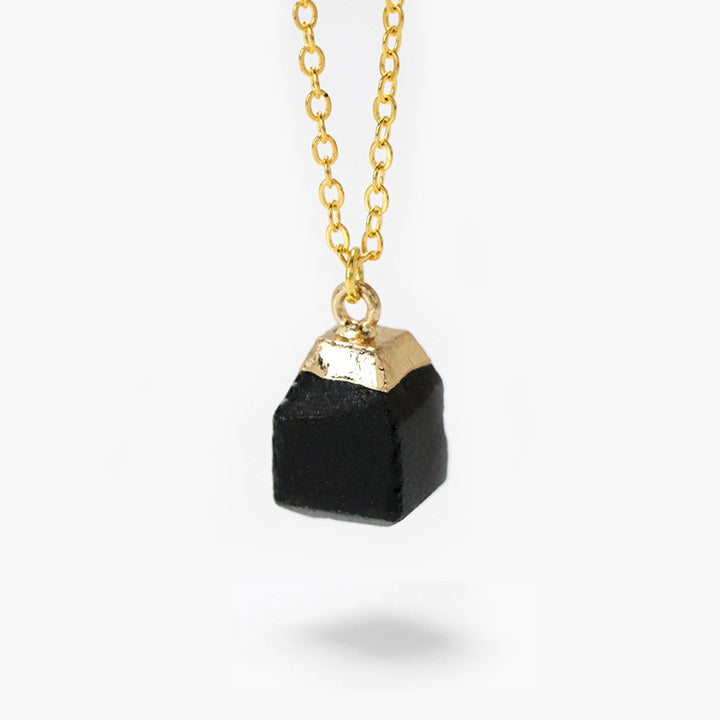 Collier en pierre brute à coupe carrée de style doux Olivenorma 