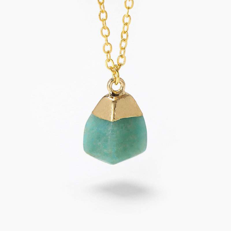Collier en pierre brute à coupe carrée de style doux Olivenorma 