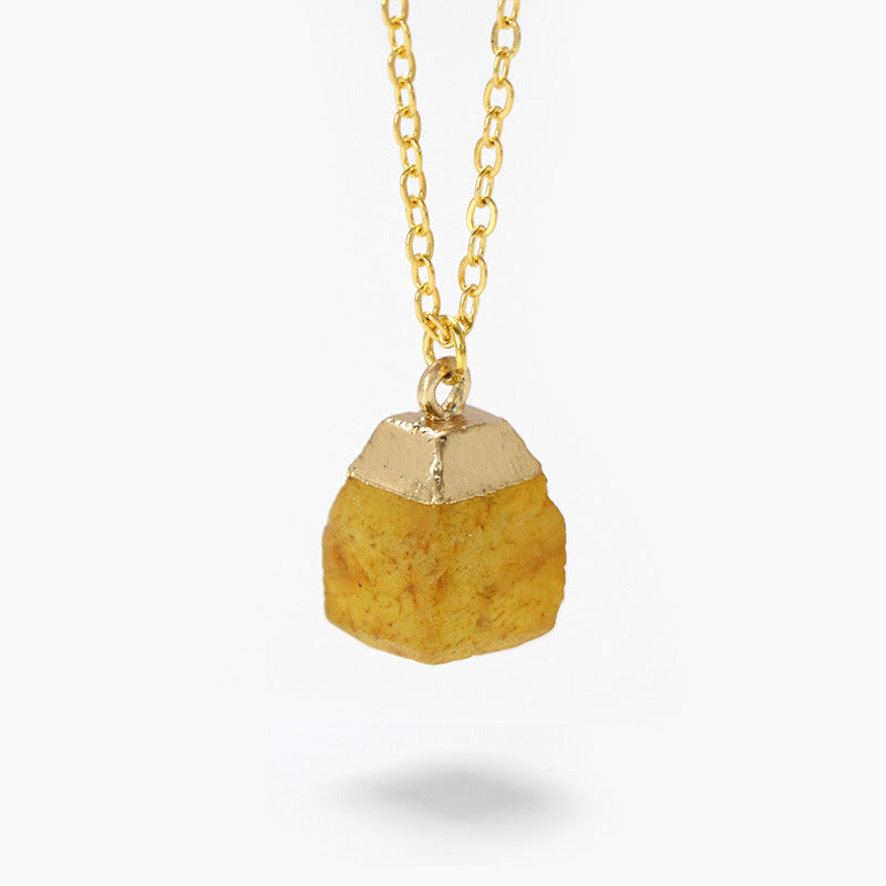 Collier en pierre brute à coupe carrée de style doux Olivenorma 