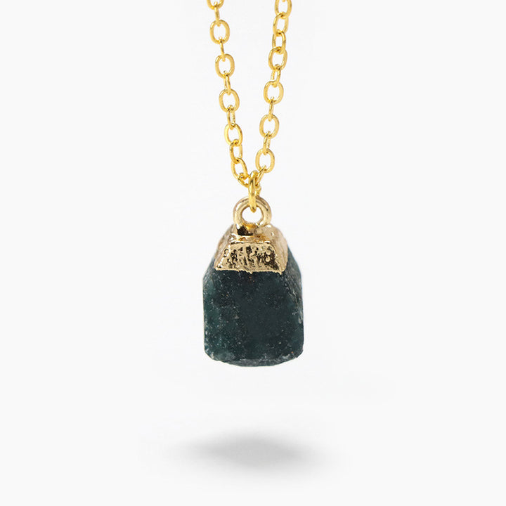 Collier en pierre brute à coupe carrée de style doux Olivenorma 