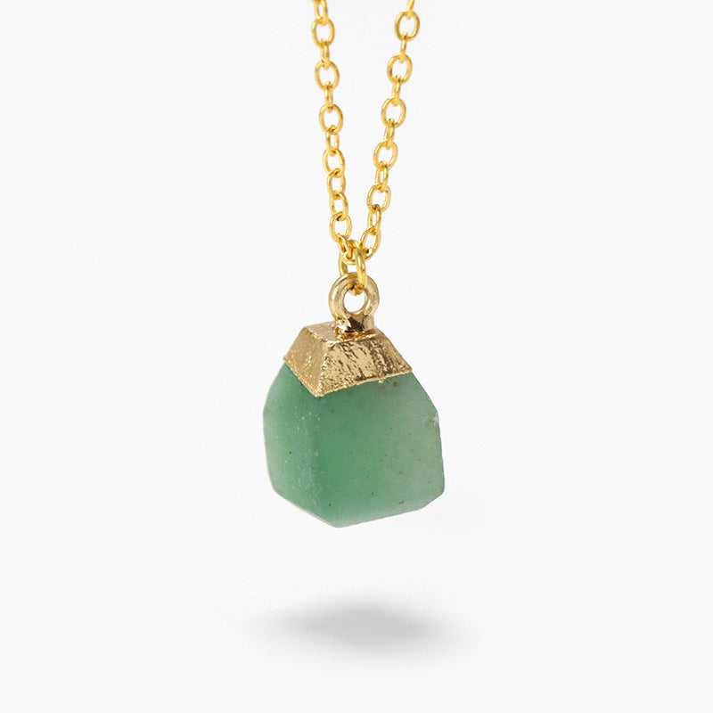 Collier en pierre brute à coupe carrée de style doux Olivenorma 