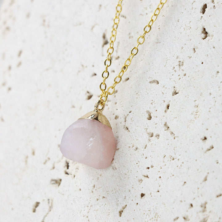 Collier en pierre brute à coupe carrée de style doux Olivenorma 