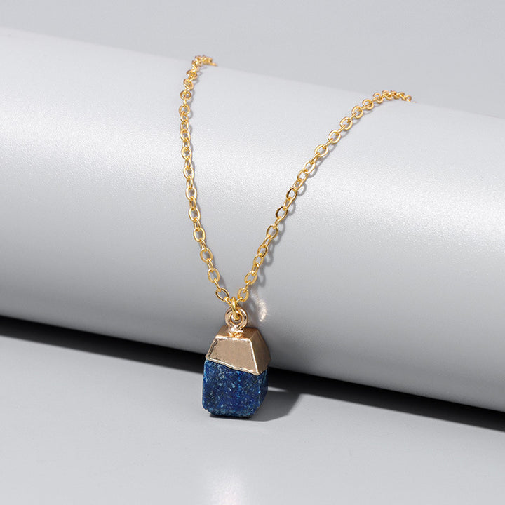 Collier en pierre brute à coupe carrée de style doux Olivenorma 