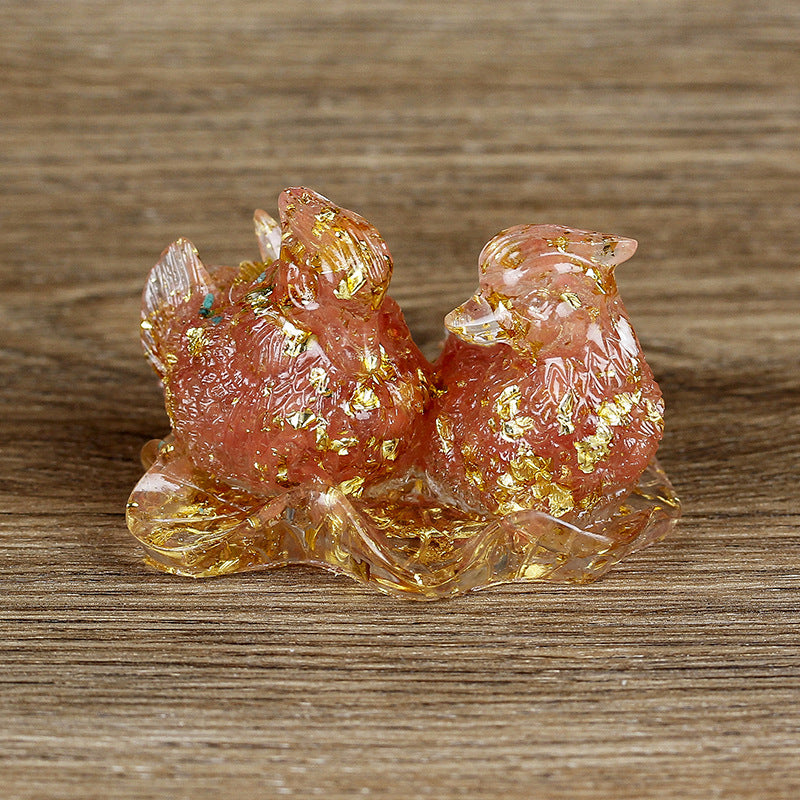 Ornements de colle en cristal mignon de canard mandarine Olivenorma Décoration en pierres précieuses