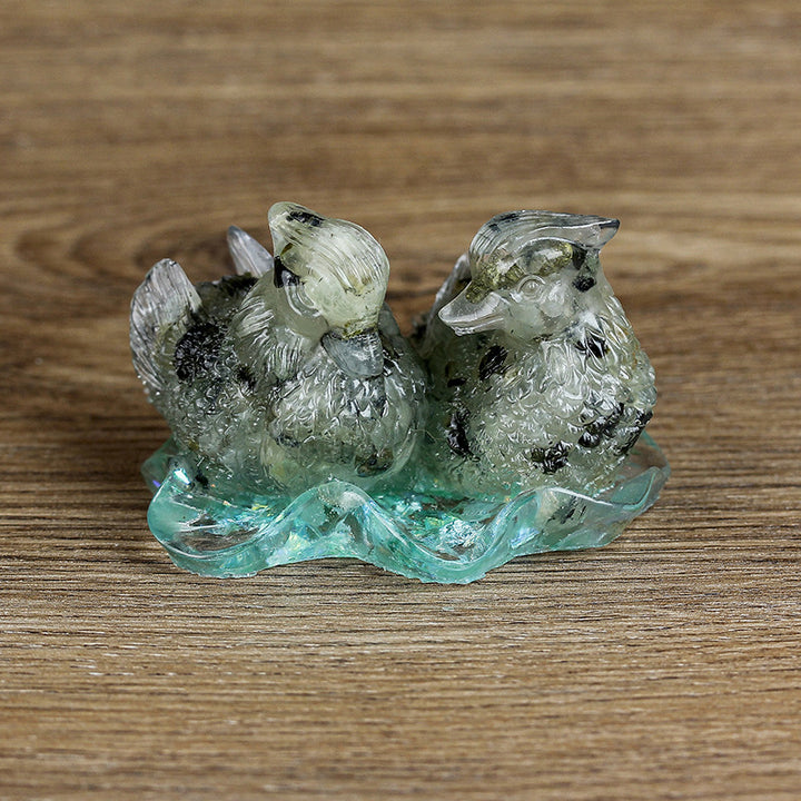 Ornements de colle en cristal mignon de canard mandarine Olivenorma Décoration en pierres précieuses