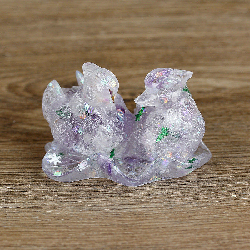 Ornements de colle en cristal mignon de canard mandarine Olivenorma Décoration en pierres précieuses