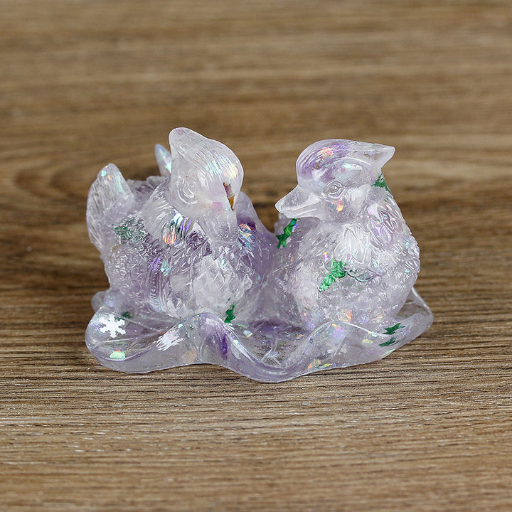 Ornements de colle en cristal mignon de canard mandarine Olivenorma Décoration en pierres précieuses