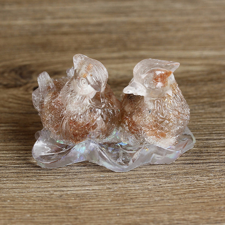 Ornements de colle en cristal mignon de canard mandarine Olivenorma Décoration en pierres précieuses
