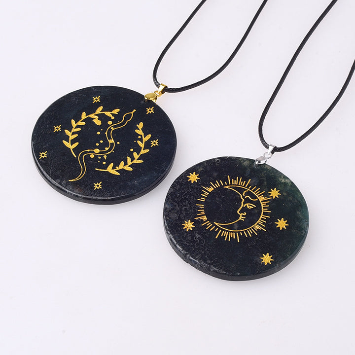 Pendentif en forme de disque d'agate mousse en cristal Olivenorma Accessoires de décoration