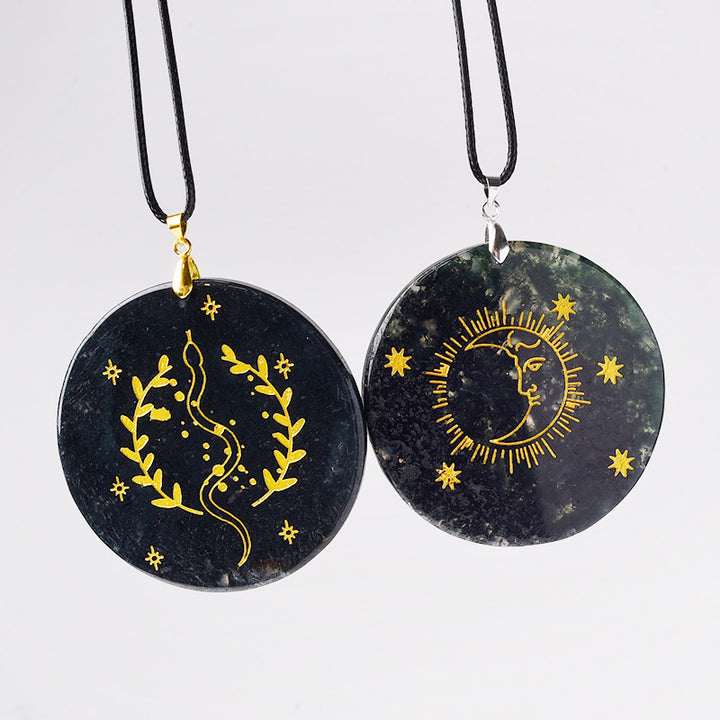 Pendentif en forme de disque d'agate mousse en cristal Olivenorma Accessoires de décoration