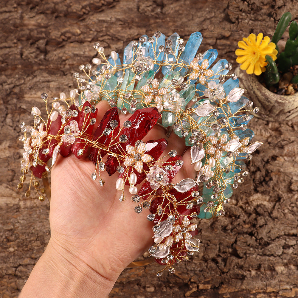 Serre-tête en fleurs fait main Olivenorma Couronne en cristal naturel - image 0