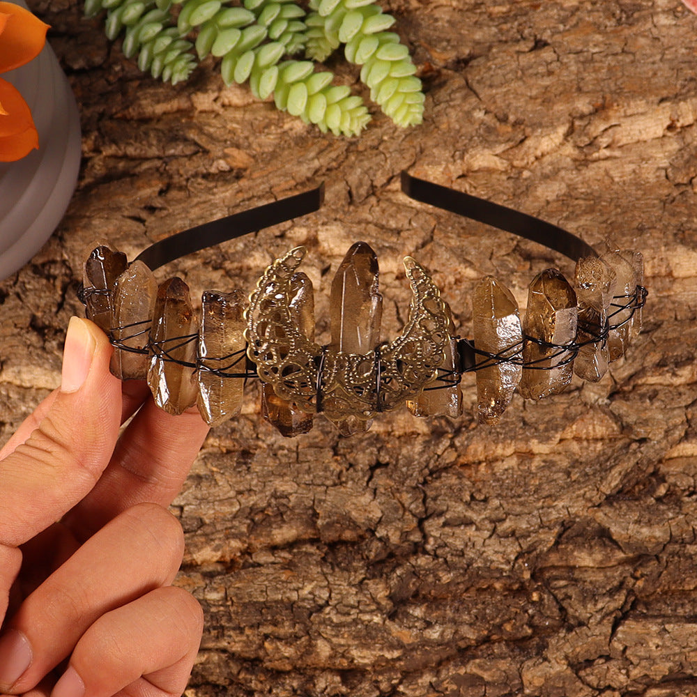 Couronne en cristal de quartz fumé naturel Olivenorma